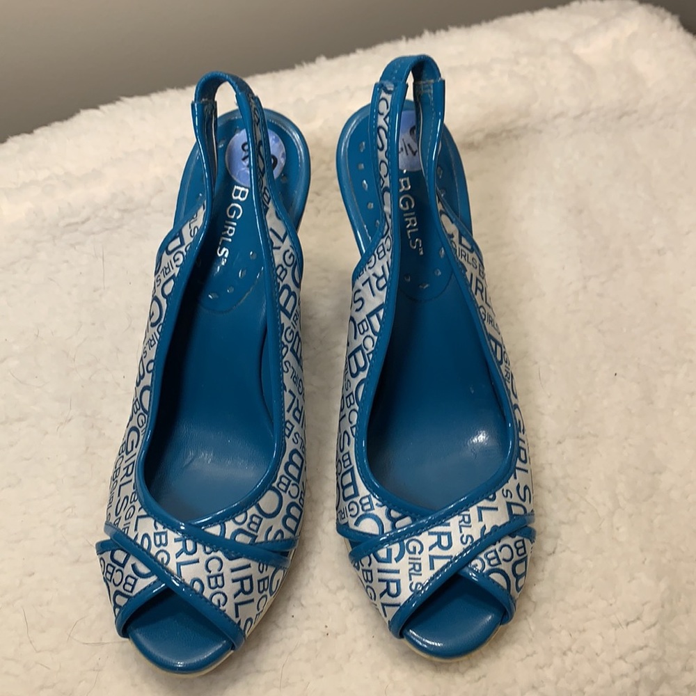 BCBG wedge slingback blue & white - Picture 2 of 8